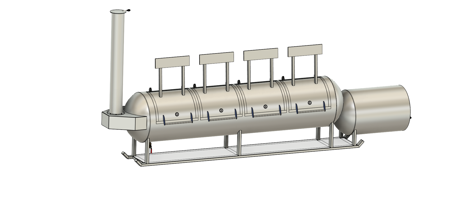 cad image of 1000 gallon smoker