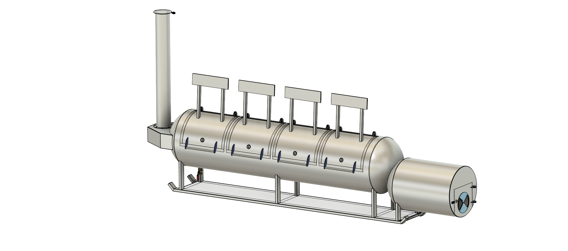 3d cad image of 1000 gallon smoker