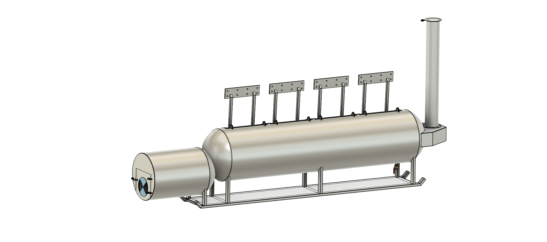 3d cad image of 1000 gallon smoker