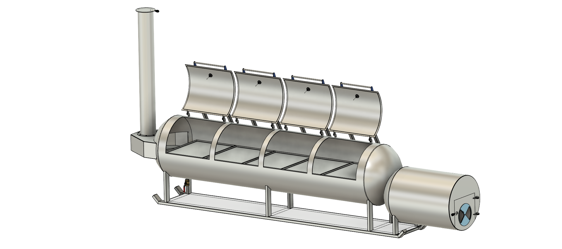 cad image of 1000 gallon smoker
