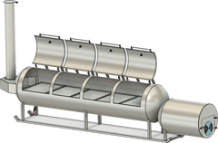 3d cad image of 1000 gallon offset smoker