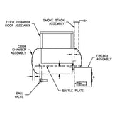 24 x 46.5 reverse flow smoker plans main assembly drawing, square firebox right