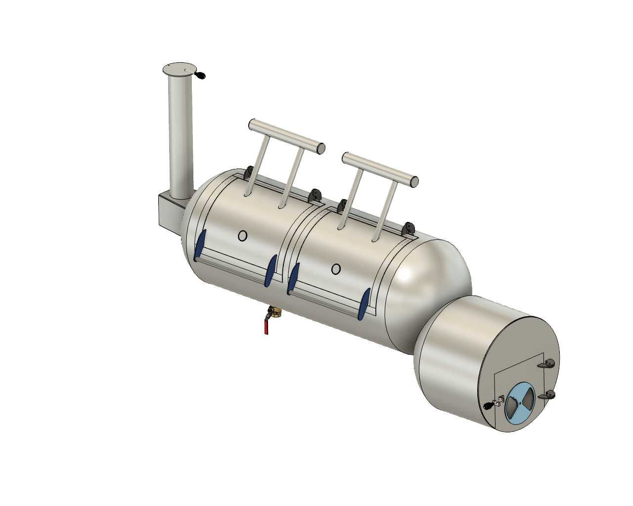 cad image of a 250 gallon smoker