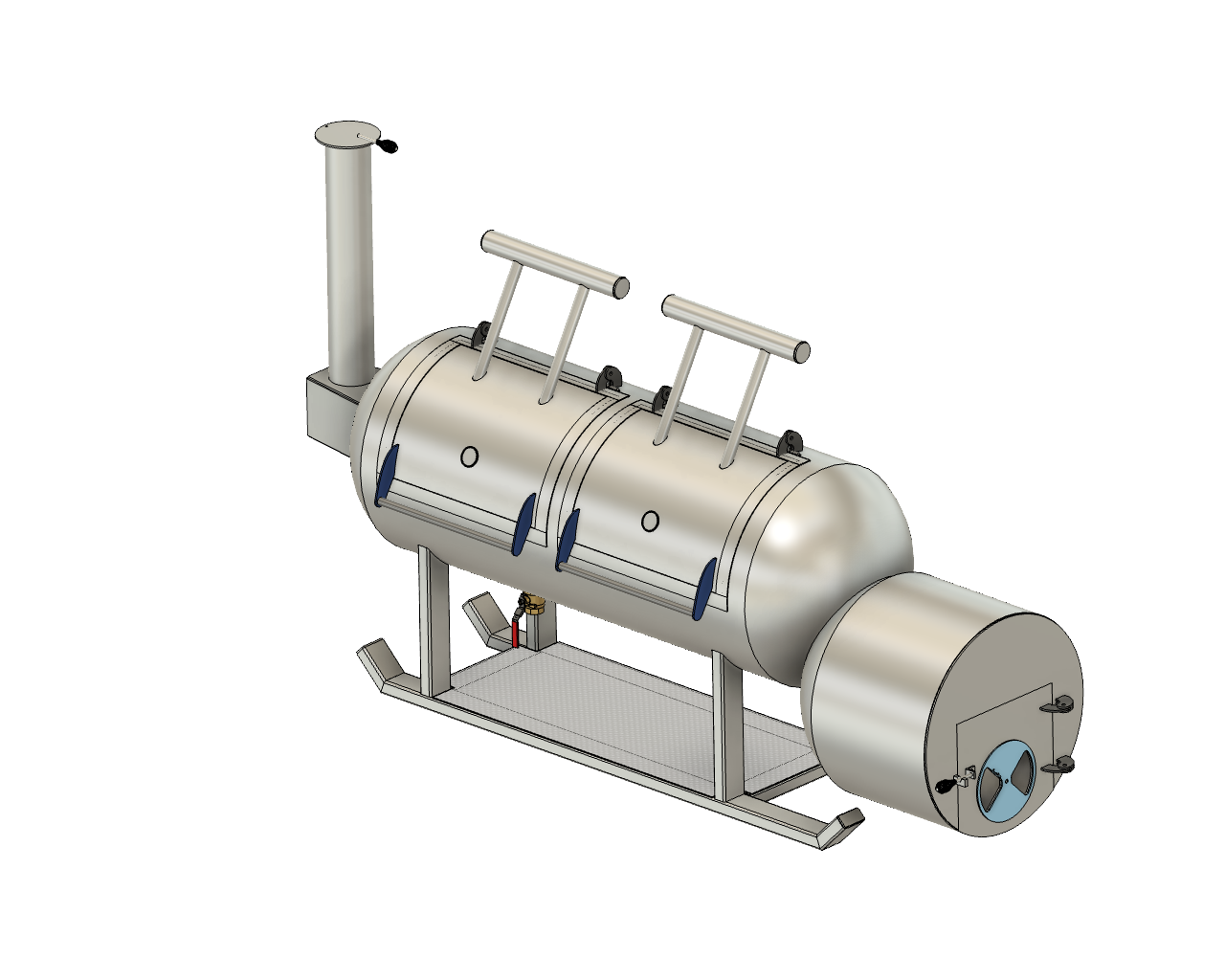 cad image of a 250 gallon smoker