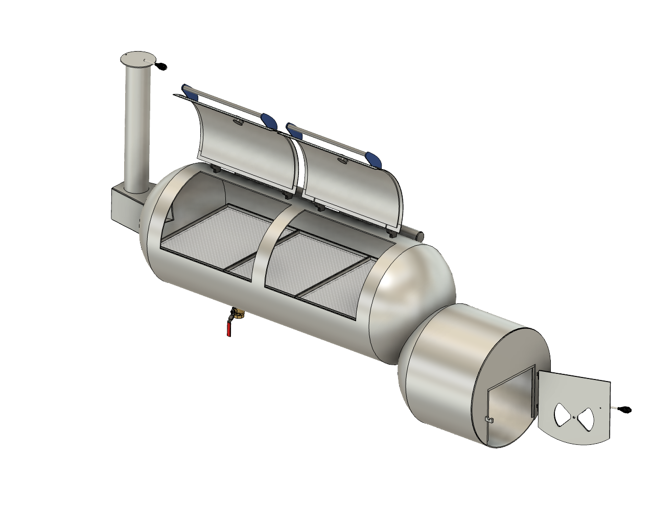 cad image of a 250 gallon smoker