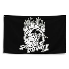 smokerbuilder logo on a flag