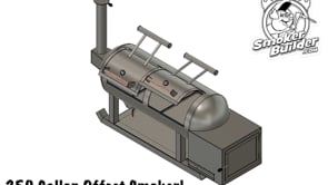 250 Gallon Offset Smoker- 30 Inch Diameter By 87 Inch Long Tank With Scoop Baffle