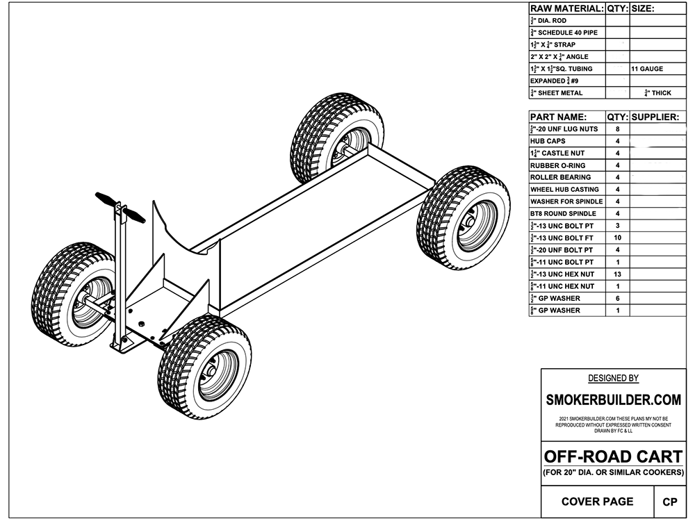 Off-Road Cart Plans For 20 Inch Diameter Meat Smoker