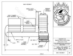 30 1/4" by 100" Propane Tank  Reverse Flow Smoker Square Firebox Right Side With Warming Cabinet