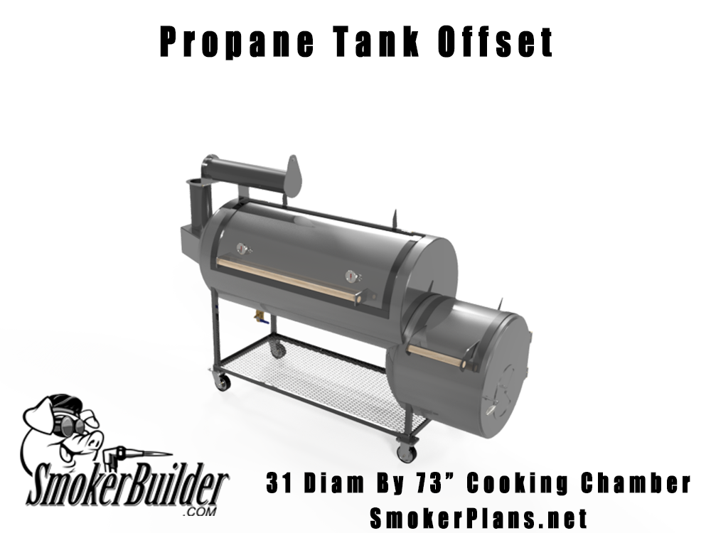 30 Or 31 Diameter By 73 Long 250 Gallon Propane Tank Offset Round Firebox Right Side With Scoop Baffle
