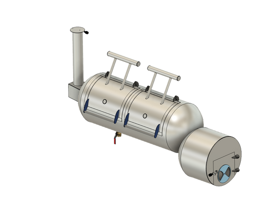 cad image of a 250 gallon smoker