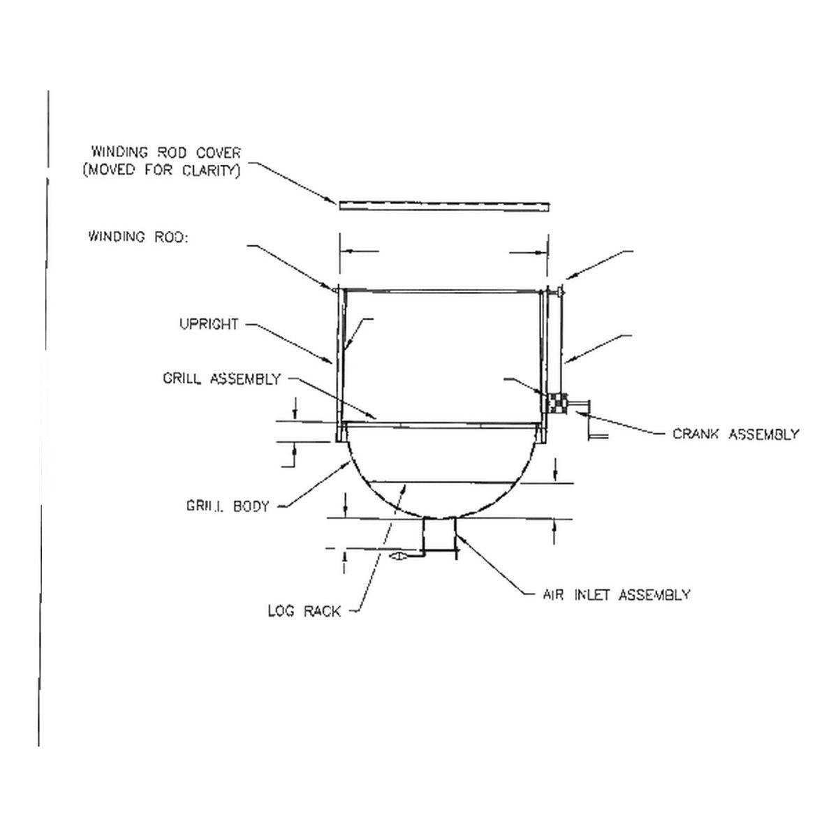 38 inch diameter Santa Maria grill plans main assembly drawing