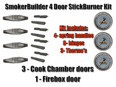 hinges, handles, and thermometers for 4 door smoker