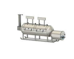 3d cad image of 500 gallon offset smoker