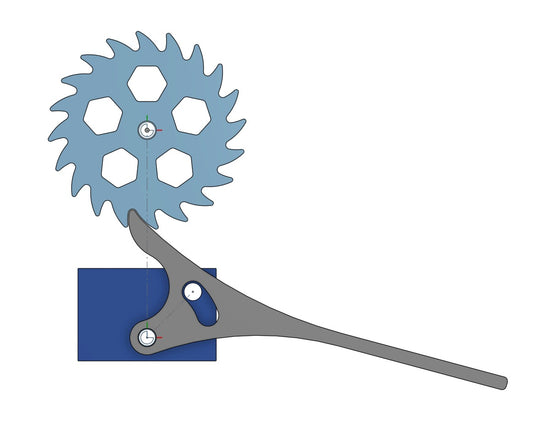 cad image of pawl ratchet assembly