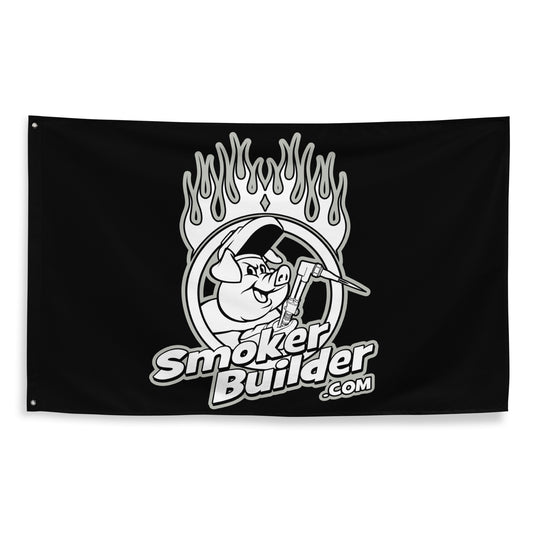 smokerbuilder logo on a flag