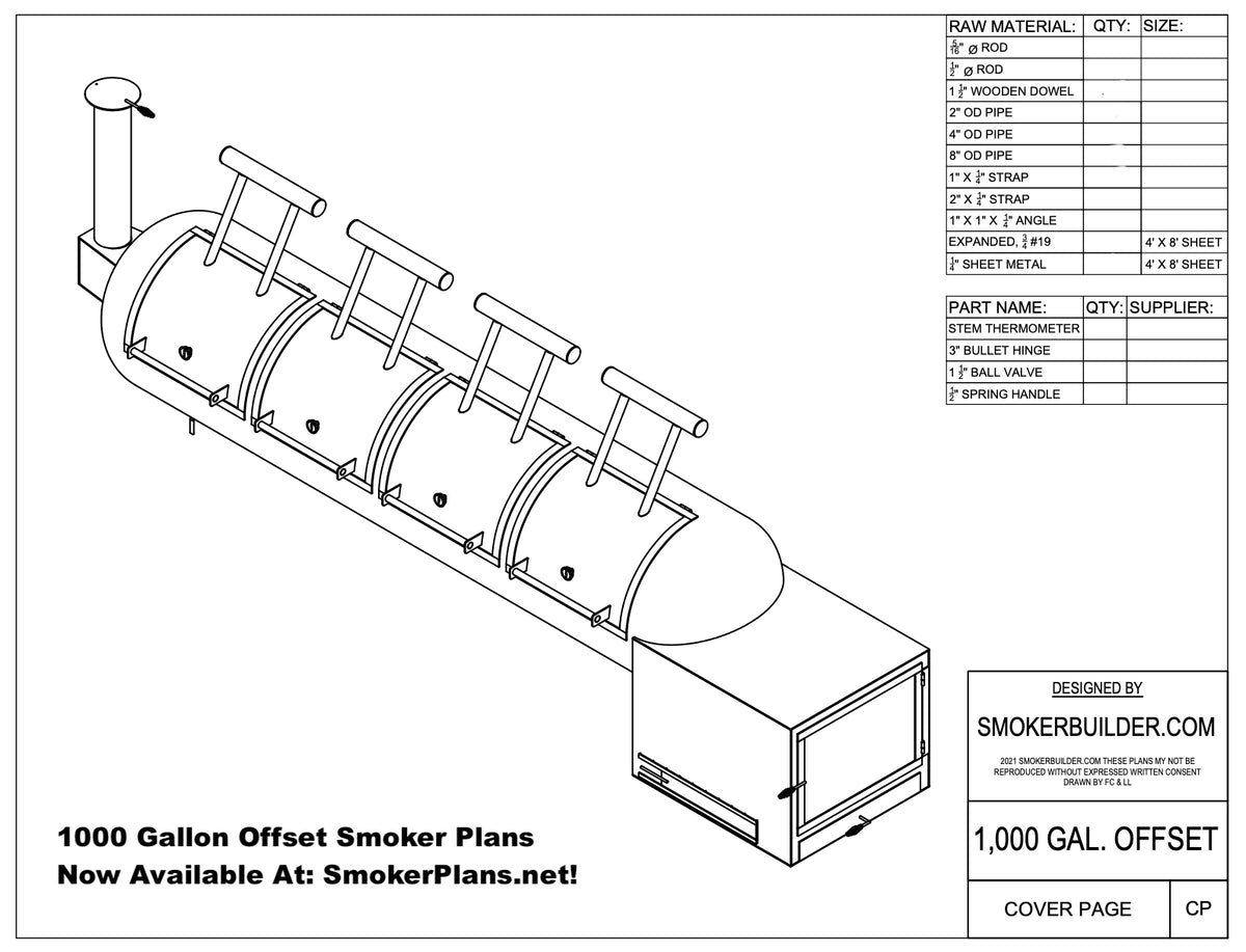 1000 Gallon Offset Smoker With Scoop Baffle Square Firebox Right Side