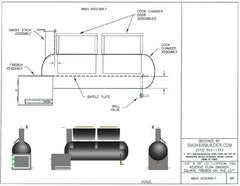 325 Gal Propane Tank Reverse Flow Smoker 3D! 100" X 30" dia, square fire box left