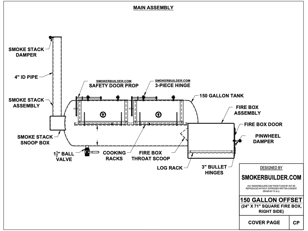150 Gallon Tank Offset Smoker Plans With Scoop Baffle