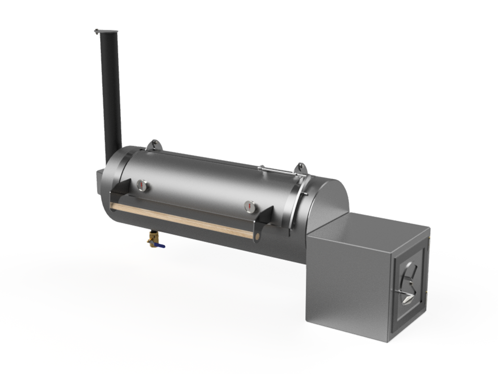20 Inch Diameter By 60 Inch Long Offset Smoker With Scoop Baffle