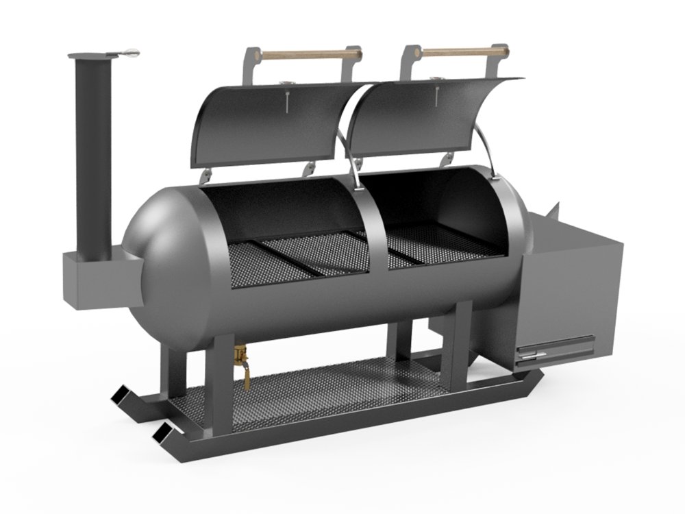 950 Liter or 250 Gallon Metric Offset Smoker Grill With Scoop Baffle