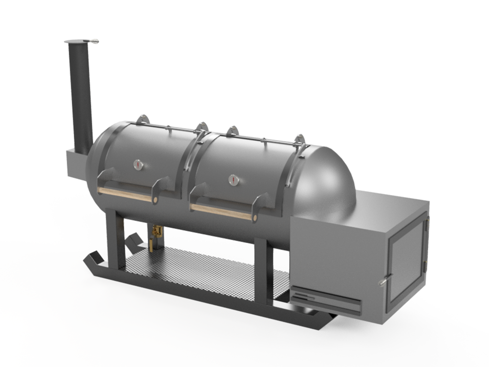 950 Liter or 250 Gallon Metric Offset Smoker Grill With Scoop Baffle