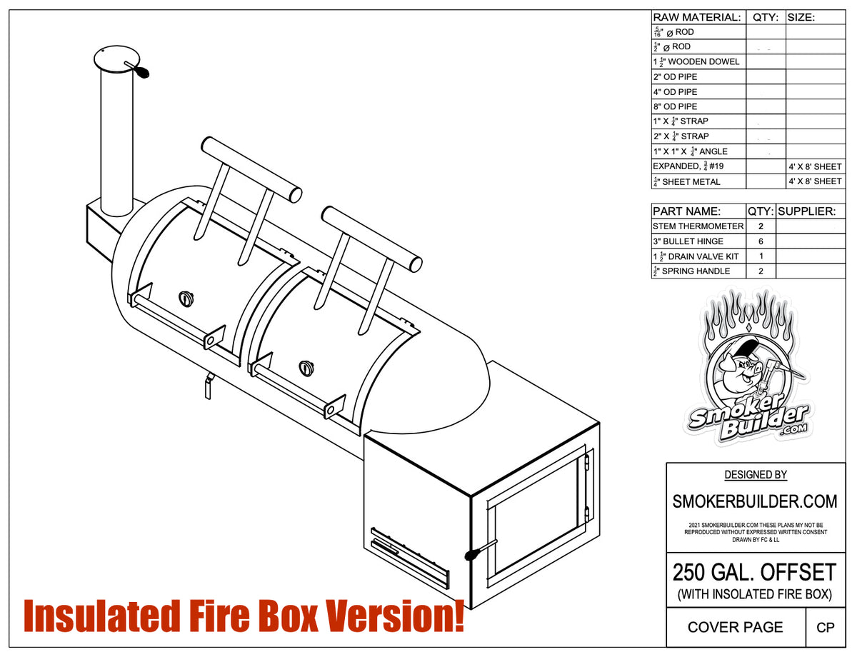 250 Gallon Offset Smoker Insulated Fire Box Right Side With Scoop Baff ...