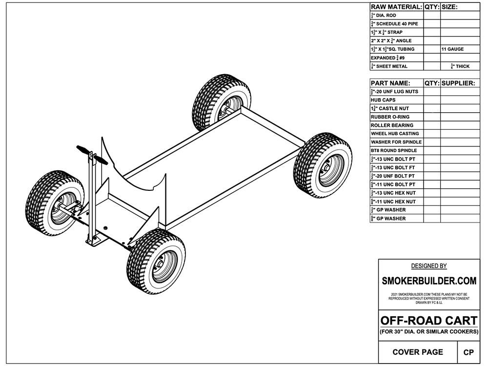 Off-Road Cart Plans For 30 Inch Diameter Meat Smoker