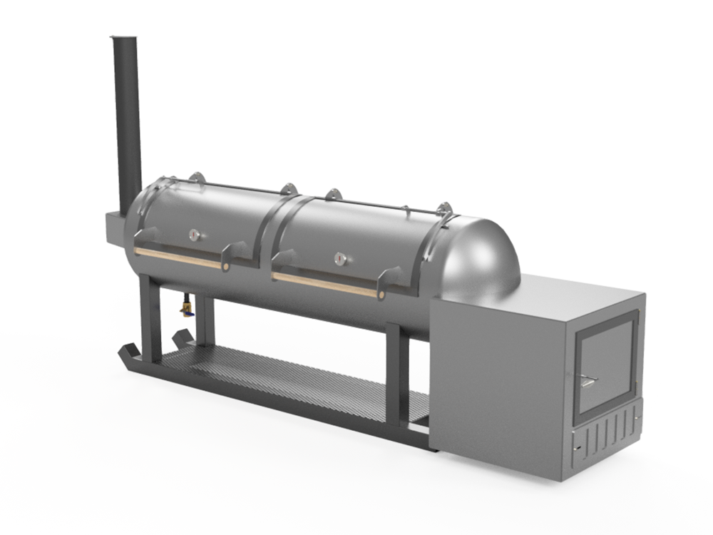 325 Gallon Offset Smoker Insulated Fire Box Right Side With Scoop Baffle