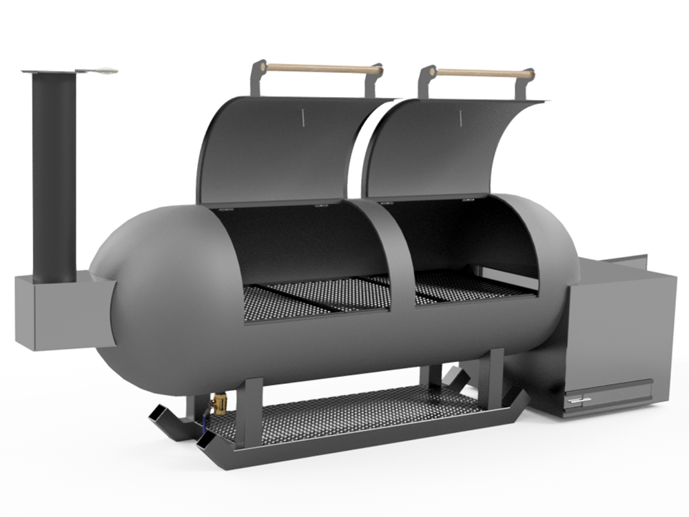 1900 Liter or 500 Gallon Metric Offset Smoker Grill With Scoop Baffle