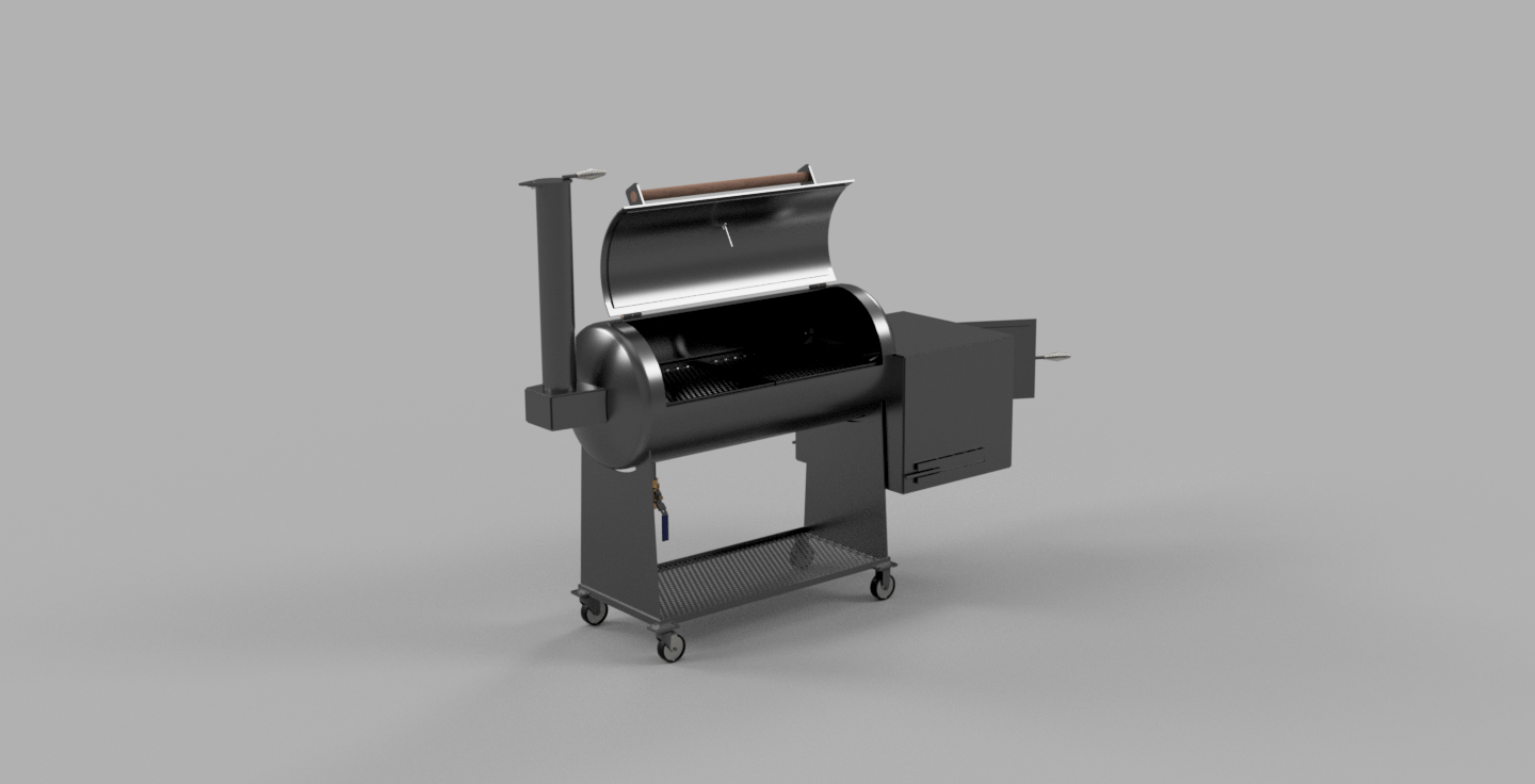 60 Gallon Offset Smoker- 20 Inch Diameter By 50 Inch Long Tank With Scoop Baffle