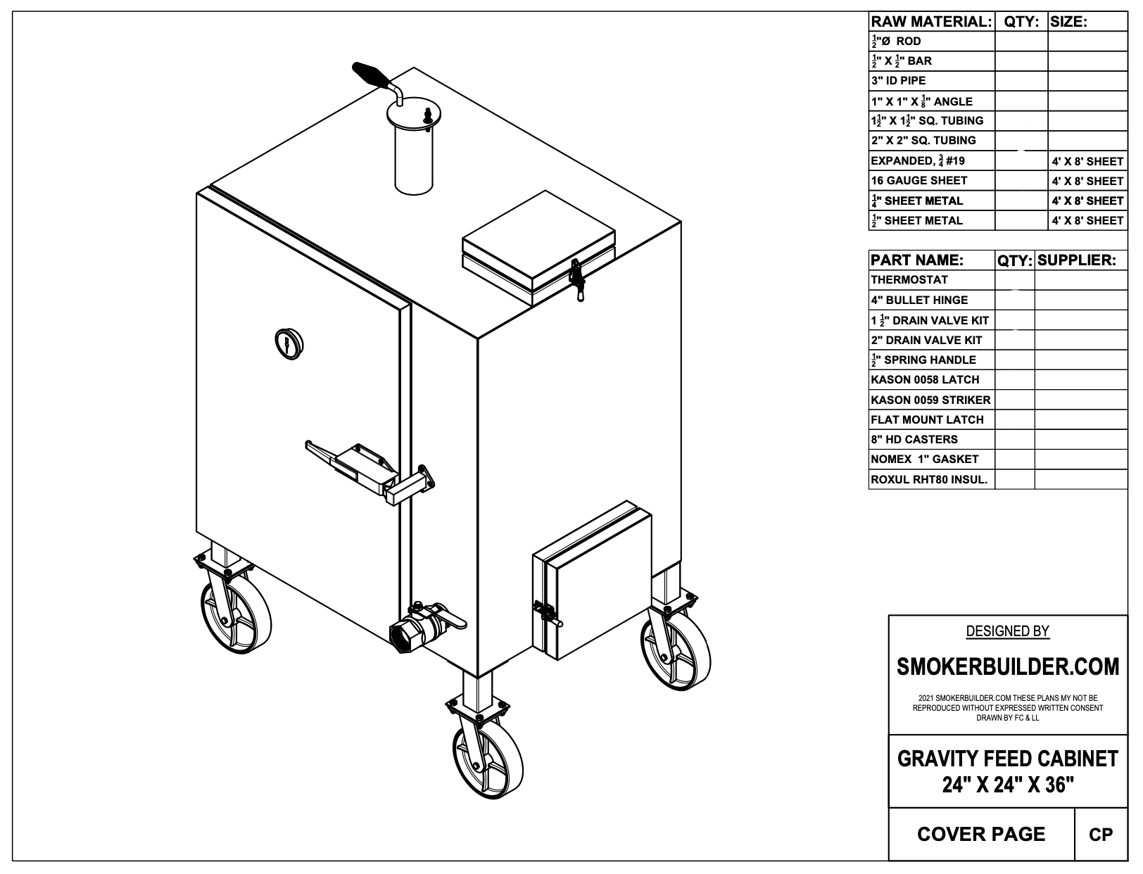 Medium Gravity Feed Smoker 24" By 24" Cooking Racks